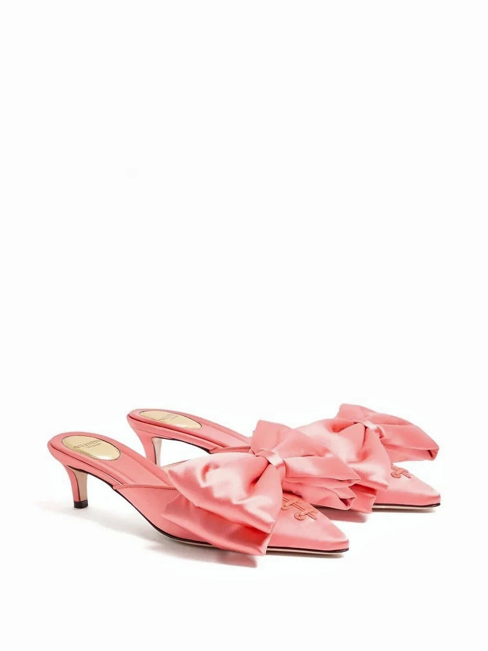 Valentino pink bow Satin Mules Pink Heels